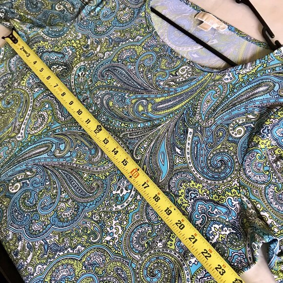 Michael Kors Women's Jersey Shift Dress Size 2X Stretch Paisley Blue Green - Picture 5 of 7